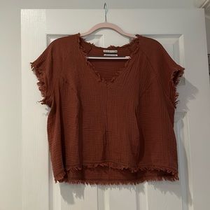Large Rust gauzy top urban outfitters Large crop